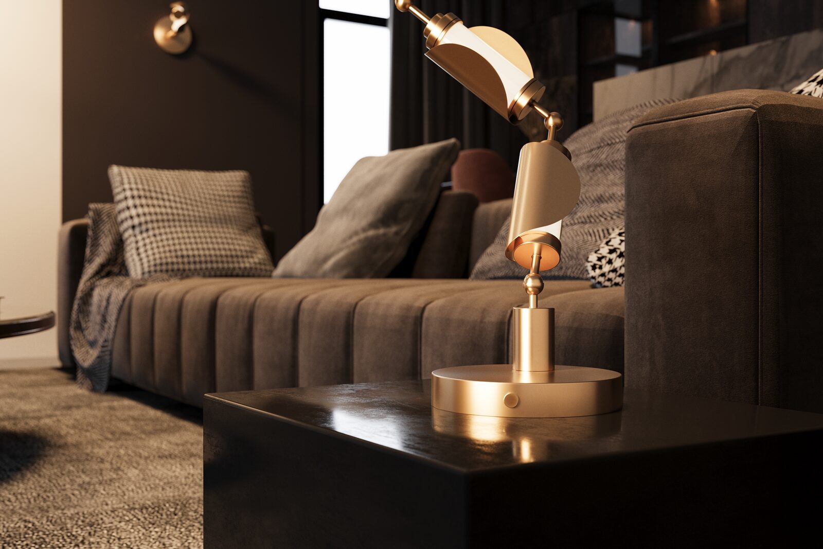 Gloworm: Table lamp in use.